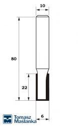Frez trzpieniowy prosty D6x22mm S=10x45